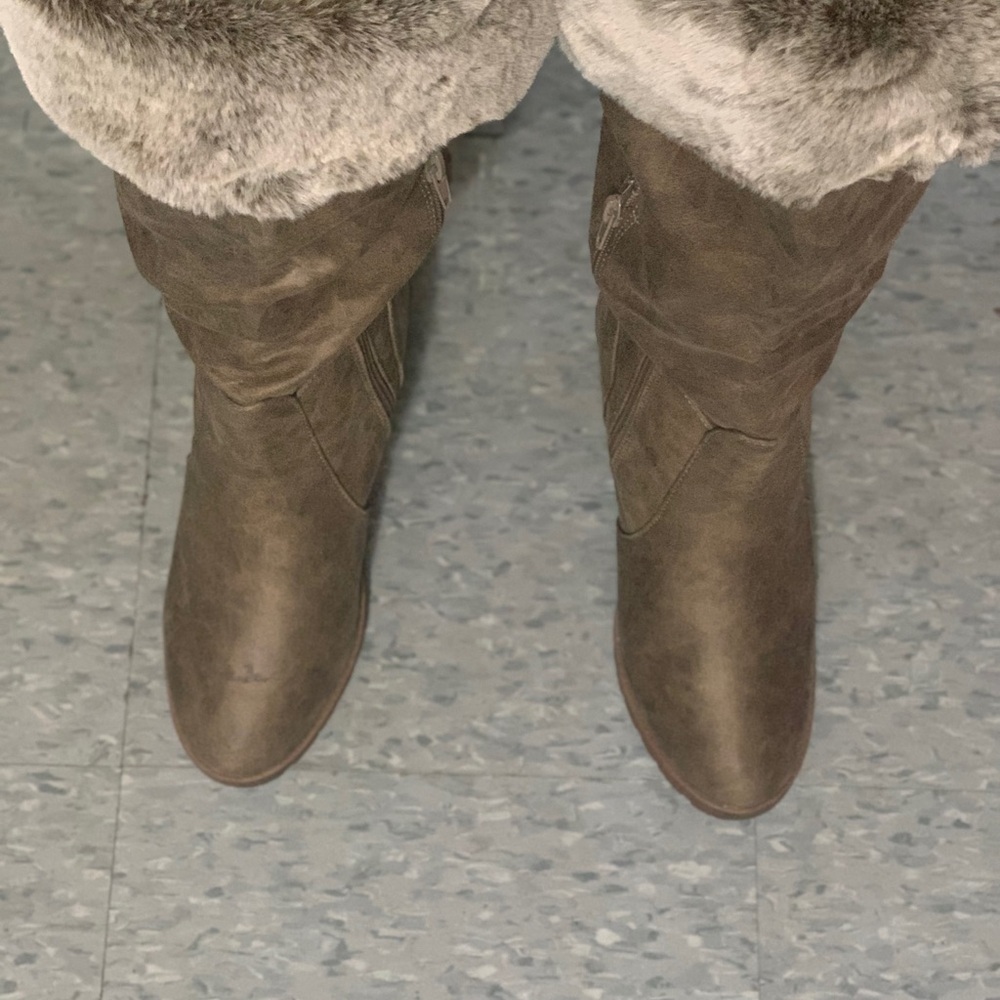 Lane Bryant Brown Winter Boots with Fur Trim